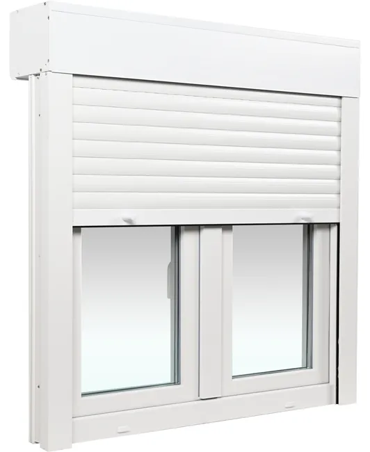 PVC window - white frame. PVC window with built-in external shutters. Shutter window.